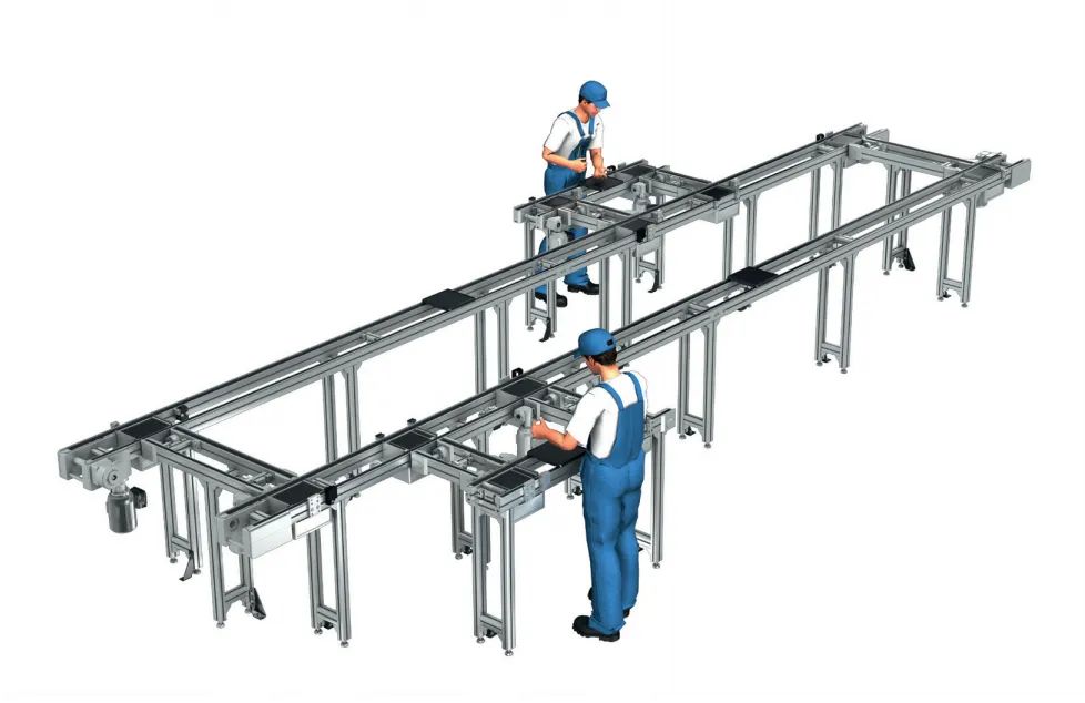 Pallet conveyors to track and carry product carriers (1)